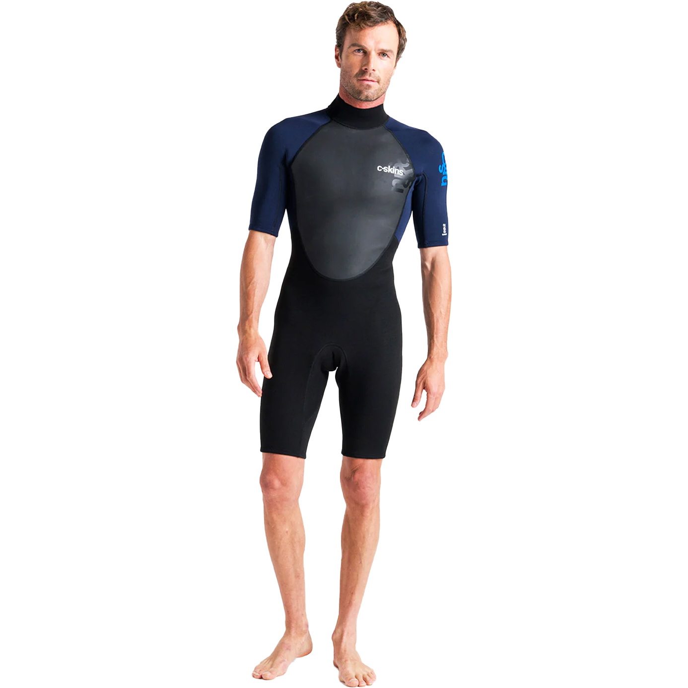 2026 C-Skins Mens Element 2 3/2mm Back Zip Shorty Fato De Mergulho C-el32shm - Preto / Ardósia / Ciano